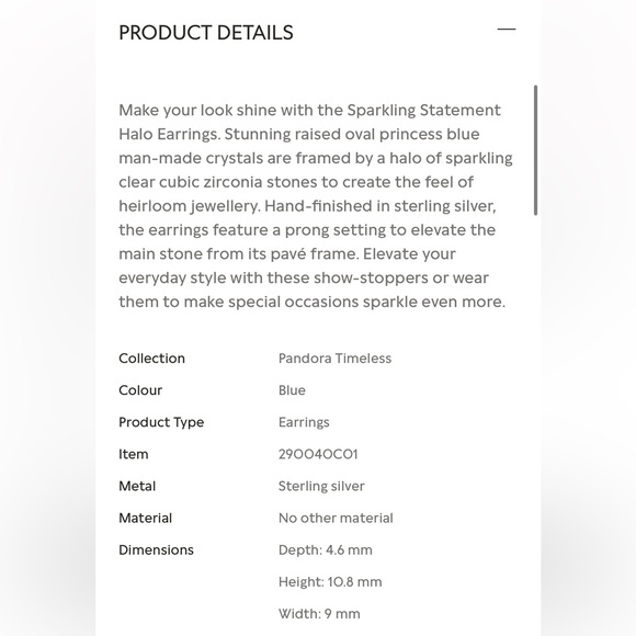 Pandora Royal Blue Sparkling Statement Necklace & Earring Set - Picture 5 of 6